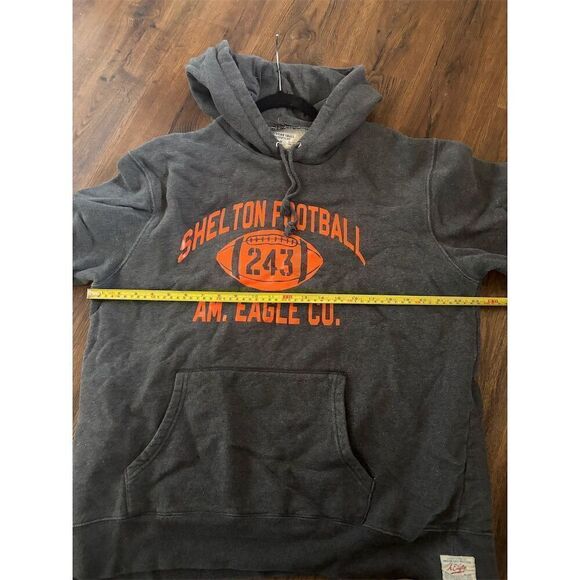 American Eagle Men's Standard Vintage Gray Football Hoodie Large Pullover - Picture 9 of 9
